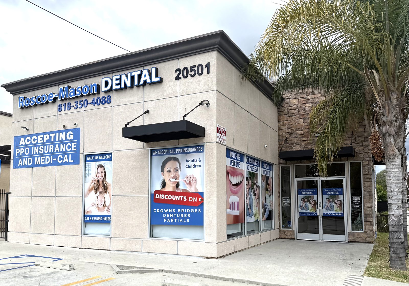 Exterior of Roscoe-Mason Dental office at 20501 Roscoe Blvd, Winnetka — serving Greater Los Angeles